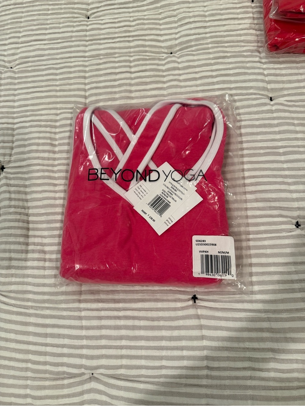 Beyond Yoga Pink wRacerback Athletic Dress with White Trim NWT - Picture 6 of 6